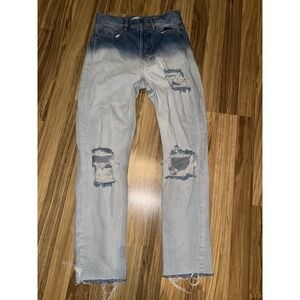 PacSun Light Blue Ultra High Waisted Slim Fit Distressed Jeans Size 25